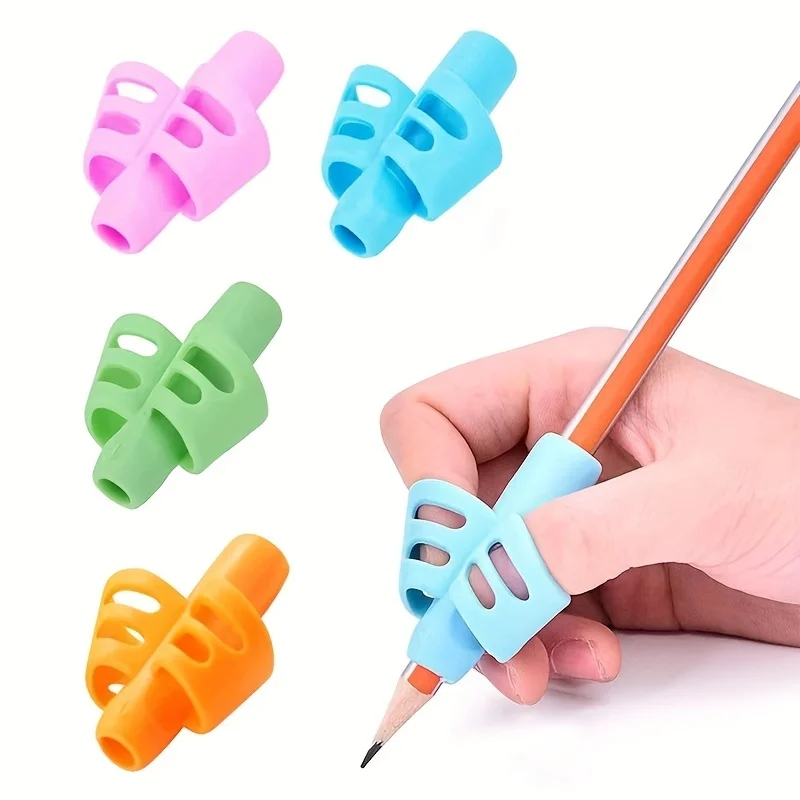 

4-Pack of Random Color 2-Finger Soft Silicone Pen Grips, Children's Stationery Writing Corrector, Pen Correction Tool for Primary and Secondary School Students, Comfortable Writing Aid, Learning Accessories