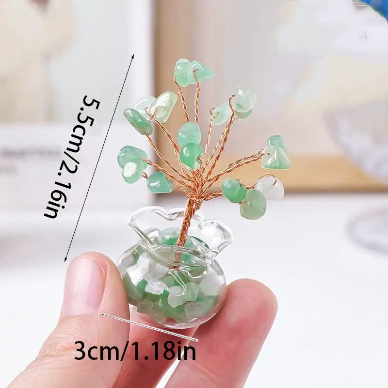 Natural Quartz Chips Tree, Small Crystal Gravel Fortune Tree Mini Money Tree Crystals Stone Tree, Suitable for Home Decor