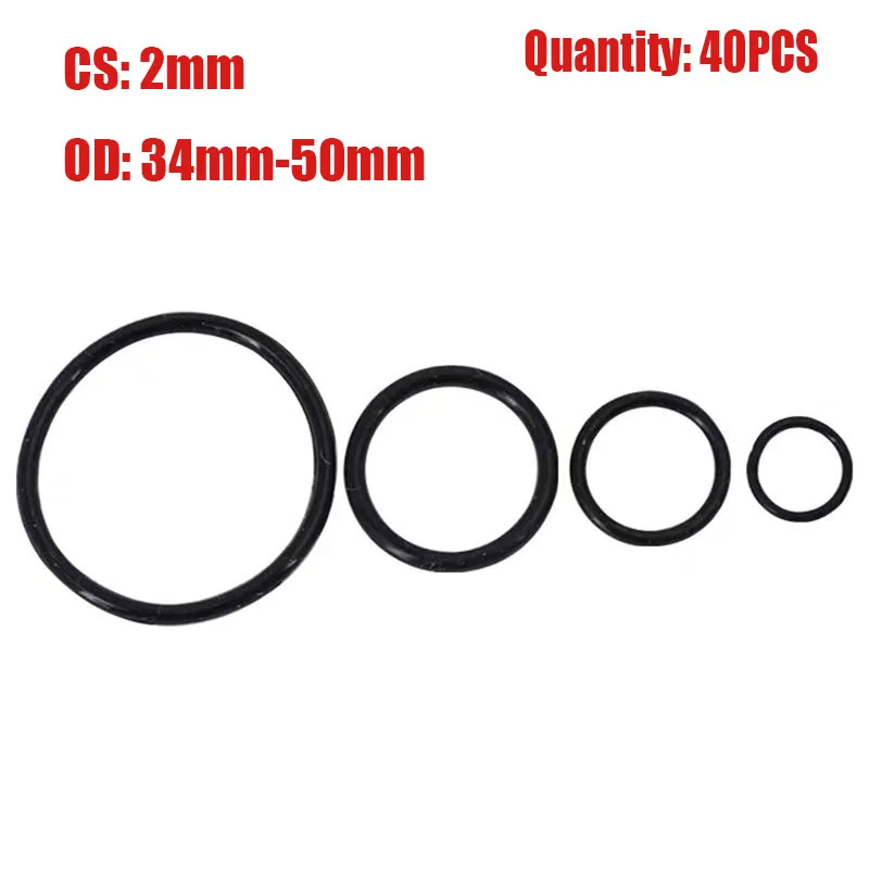 

NBR O Ring CS 2mm OD 34mm-50mm Rubber Oring Sealing Washer NBR O-ring Plumbing Gasket Oil Resistant High Temperature Ring