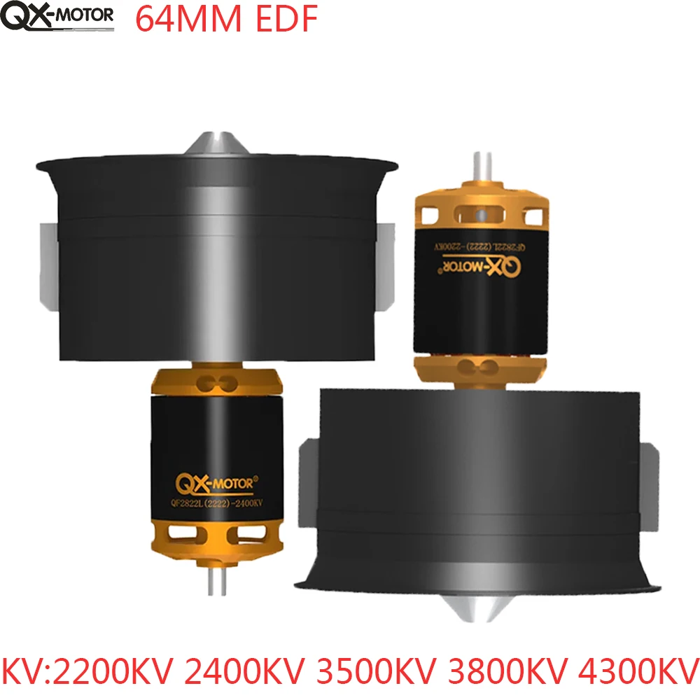 QX-motor 64mm EDF Set 3800KV 3500KV 2400KV 2200KV Silnik bezszczotkowy / 12-łopatkowy wentylator kanałowy / 60A 80A ESC do części do samolotów RC