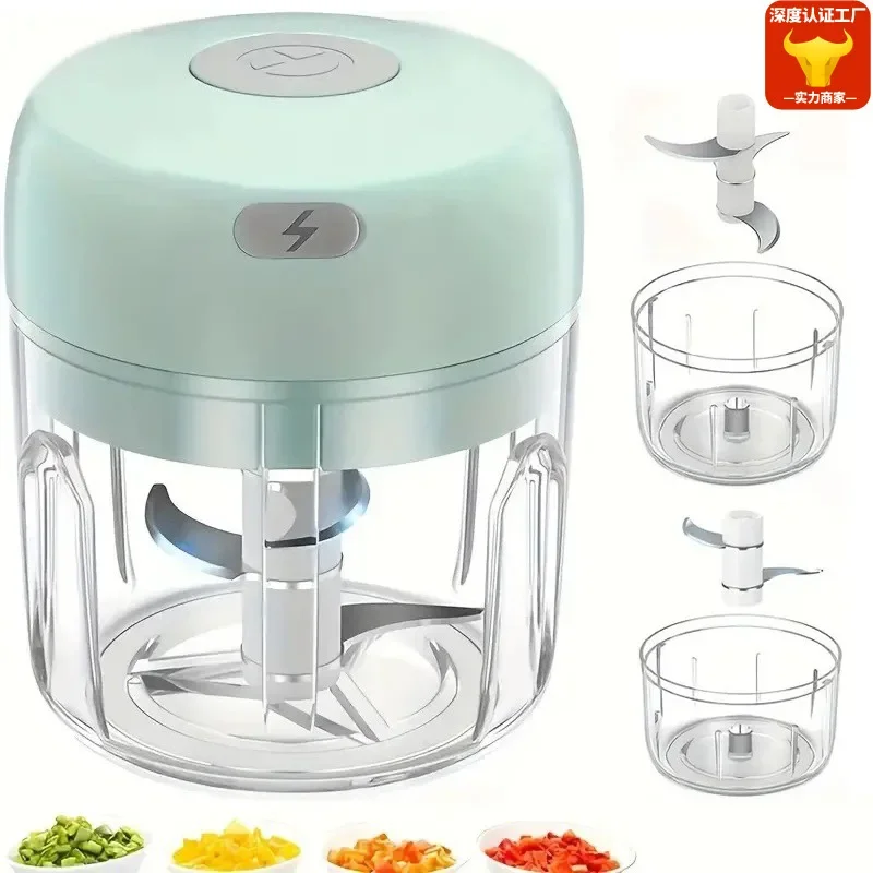 USB Rechargeable Electric Mini Garlic Peeler Masher Cordless Mini Garlic Chopper For Home Kitchen Mincing Garlic