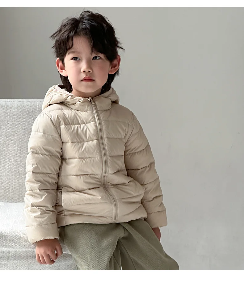 Winterkleidung für Jungen und Mädchen, leichte Daunenjacke, mittelgroßer, verdickter warmer Kindermantel mit Kapuze – Detail 19