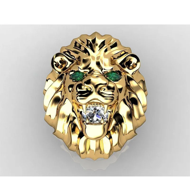 Fashion Stainless Steel Lion Head Ring Animal Ring Hip Hop Rings for Men Retro Jewelry Charm Accessories Party Anniversary Gift