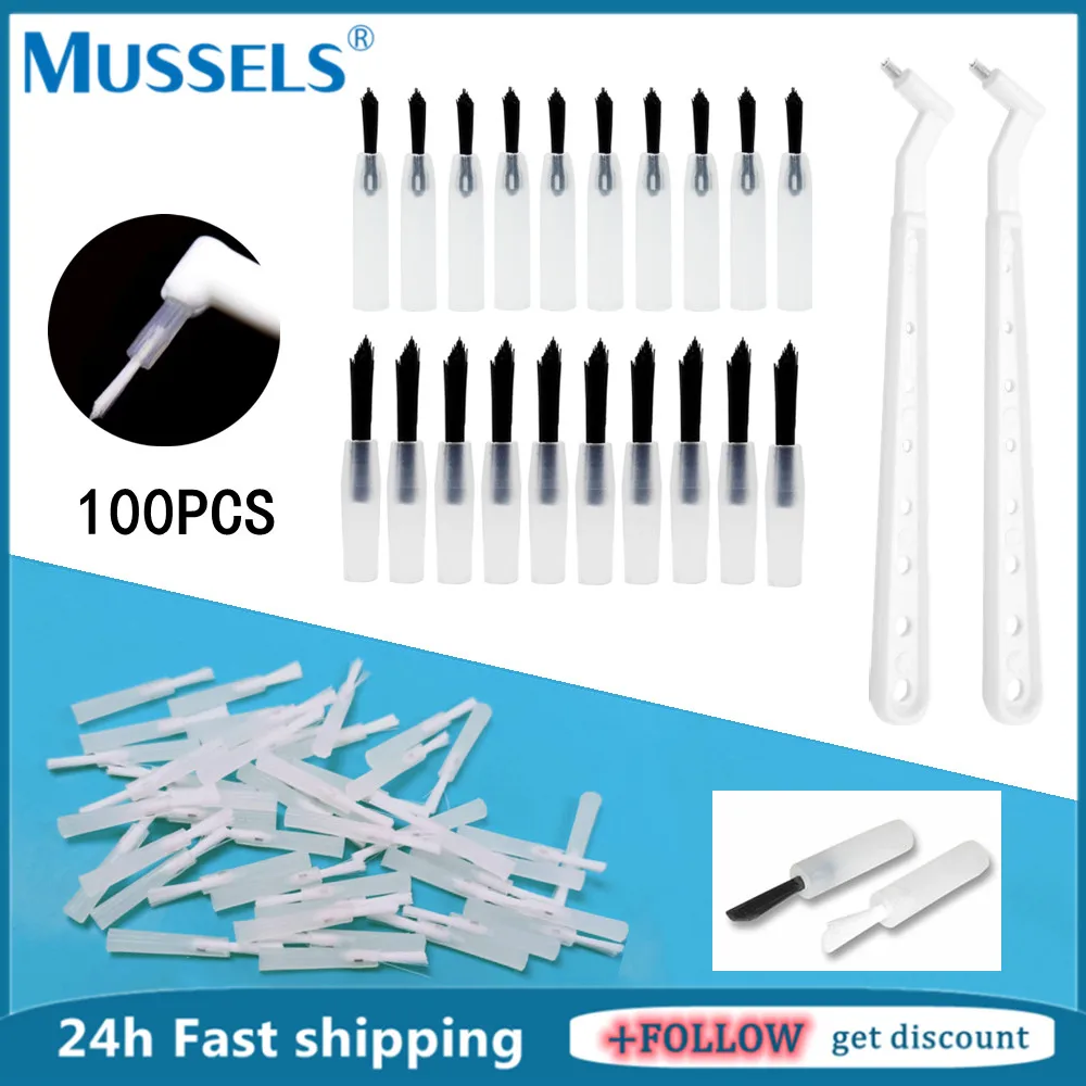 Disposable Brush Tips Composite Dental Micro Applicator Handle For Teeth Bonding Etching Varnish Adhesive Dentist Clinic Tools