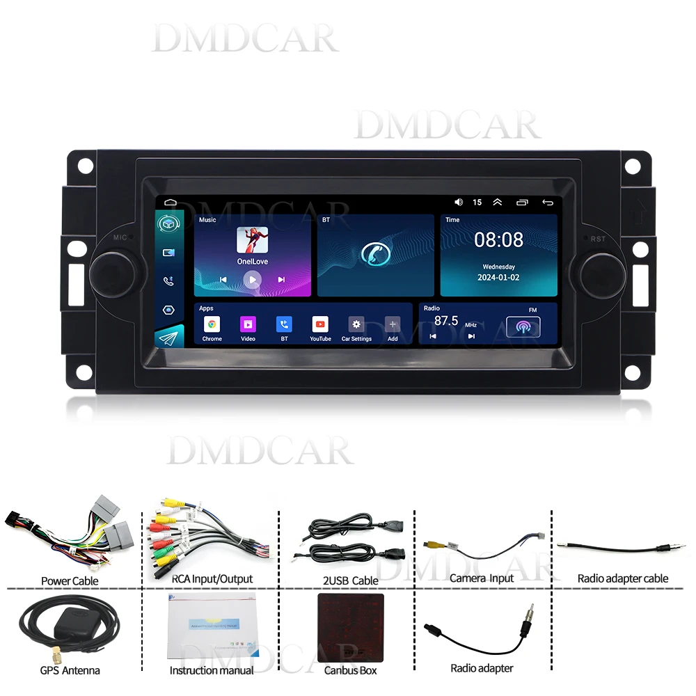 Radio con GPS para coche, reproductor Multimedia Universal con Android 13, DVD, vídeo, Carplay con cable, Wifi, para Dodge Chrysler Jeep