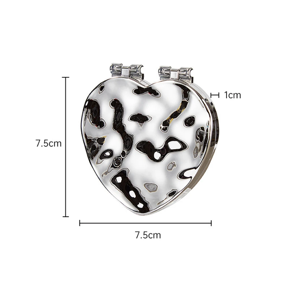 مرآة مكياج محمولة قابلة للطي على شكل قلب، مرآة سفر صغيرة بجيب صغير مع إغلاق مغناطيسي، مرآة لمستحضرات التجميل على الوجهين #6