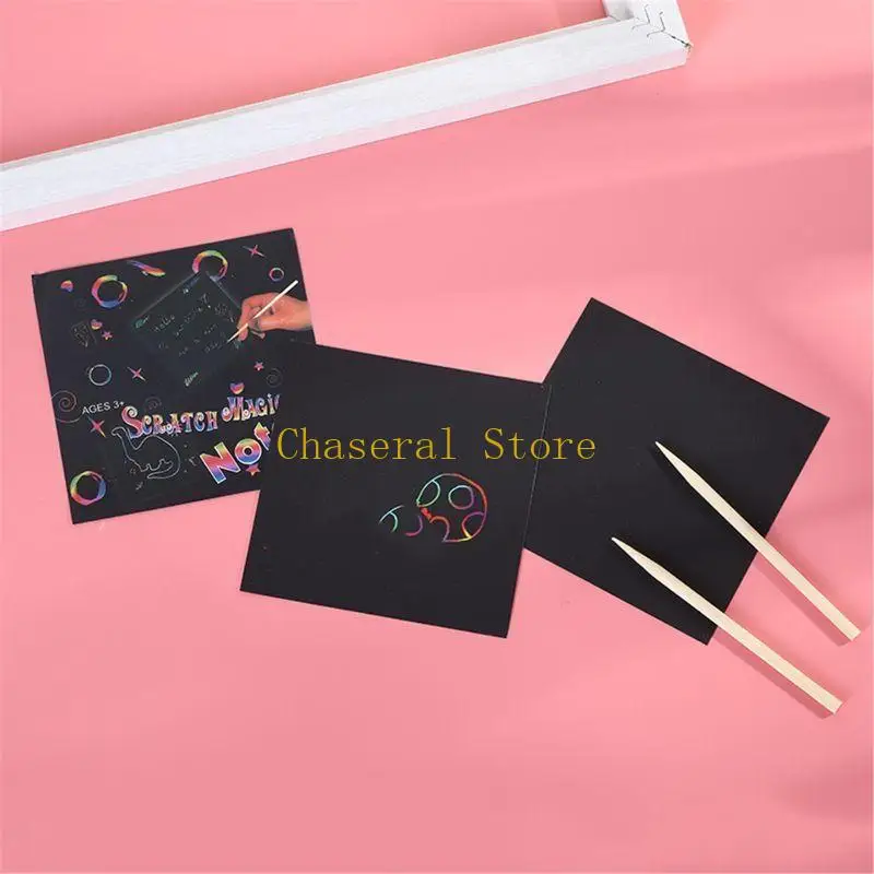E7CE 24Pcs Scratch Paper Drawing Toy Teaching Aid for Kids Kindergarten Hand Painting