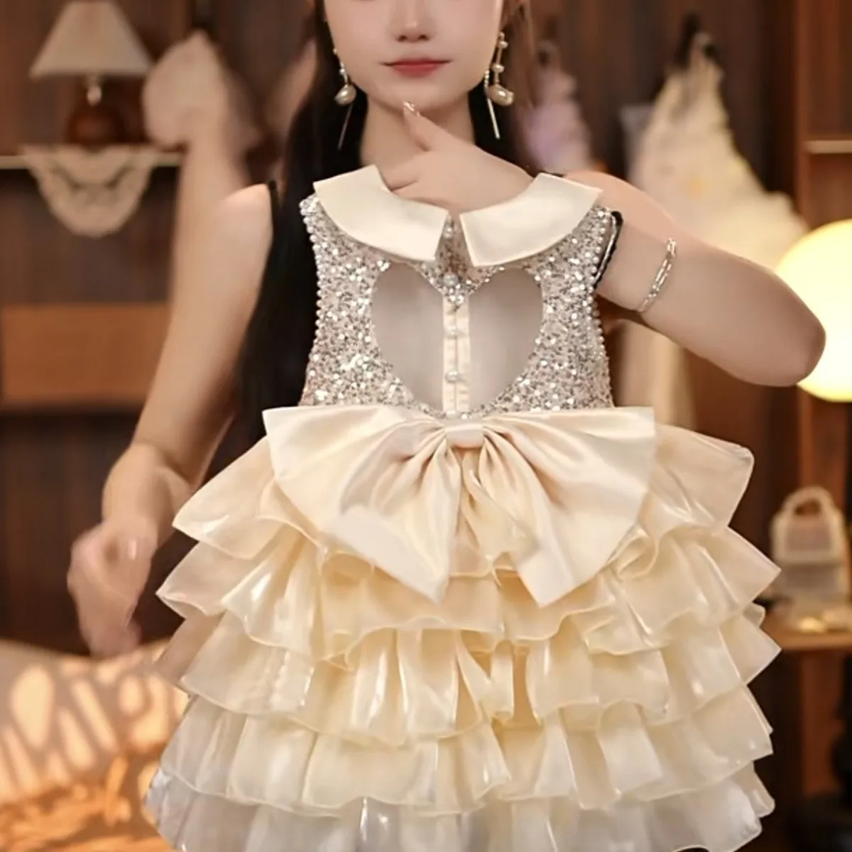 

Girls' Dress Summer Children's New Cake Fashionable Baby Princess Super Fairy Birthday Dress