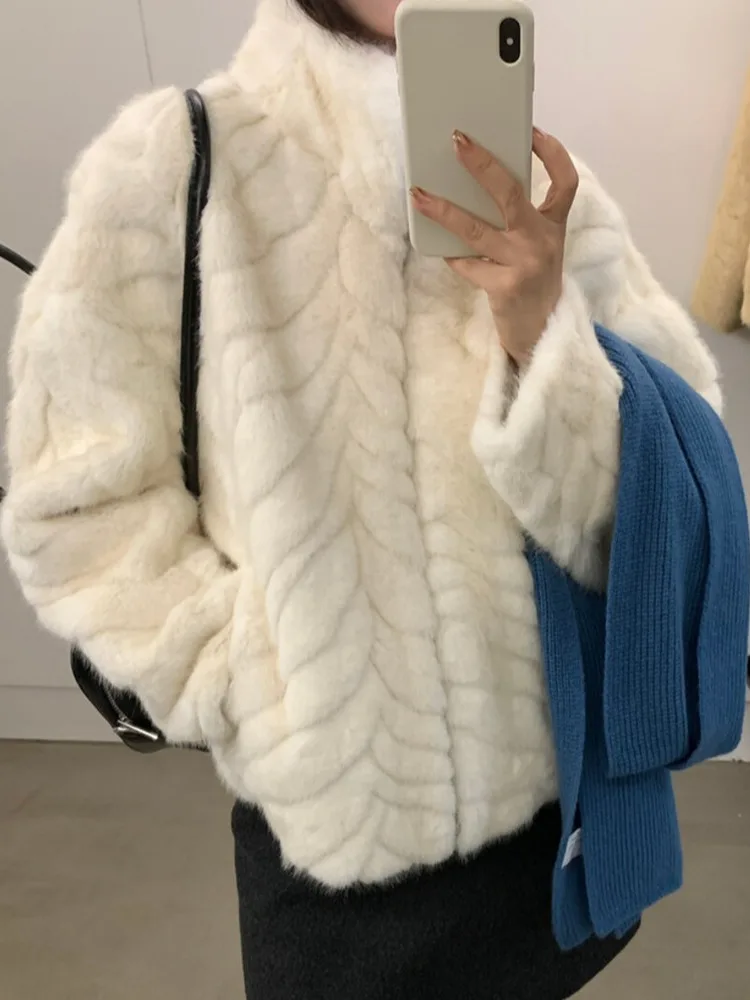 

Корейская верхняя одежда, женское зимнее пальто Thiened с пушистым воротником-стойкой, теплое мягкое пальто Aosphere Sense