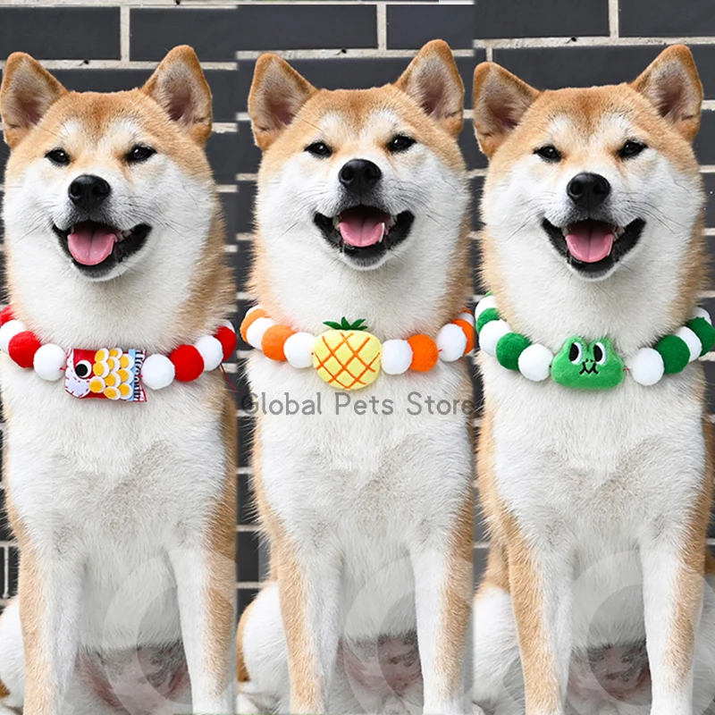 New Dog Accessories Pet Ornament Dog Necklace Cat Bib Cute Ball Pet Neckerchief for Shiba Inu Photography Pet Collar Puppy Scarf