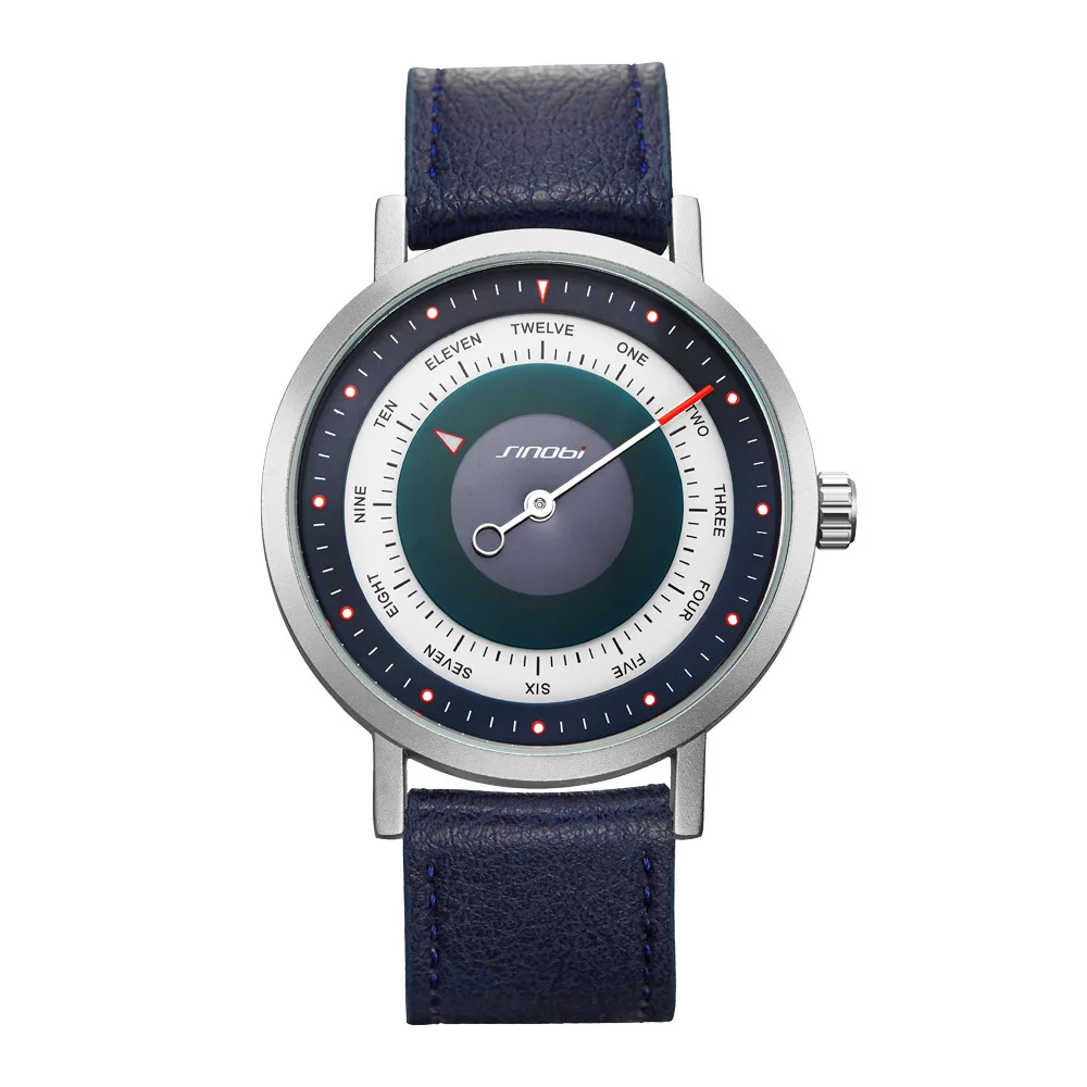 Creative Compass Single Hand Quartz Watch for Men with Mesh Strap Ultra Thin Alloy Case Waterproof and Student Design