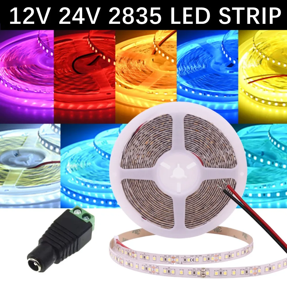 12V 24V 10m 5m SMD2835 Light Strip 8mm Home Lamp Strip Decor Colorful Flexible Lamp Bar TV Background Home Decoration 120LEDs/m