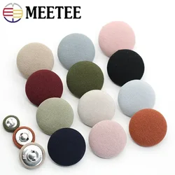 Meetee 50 pezzi 11-30mm bottoni ricoperti di stoffa in lega per cappotto da abito bottoni decorativi con gambo tondo vestiti fai da te accessorio fibbia per cucire