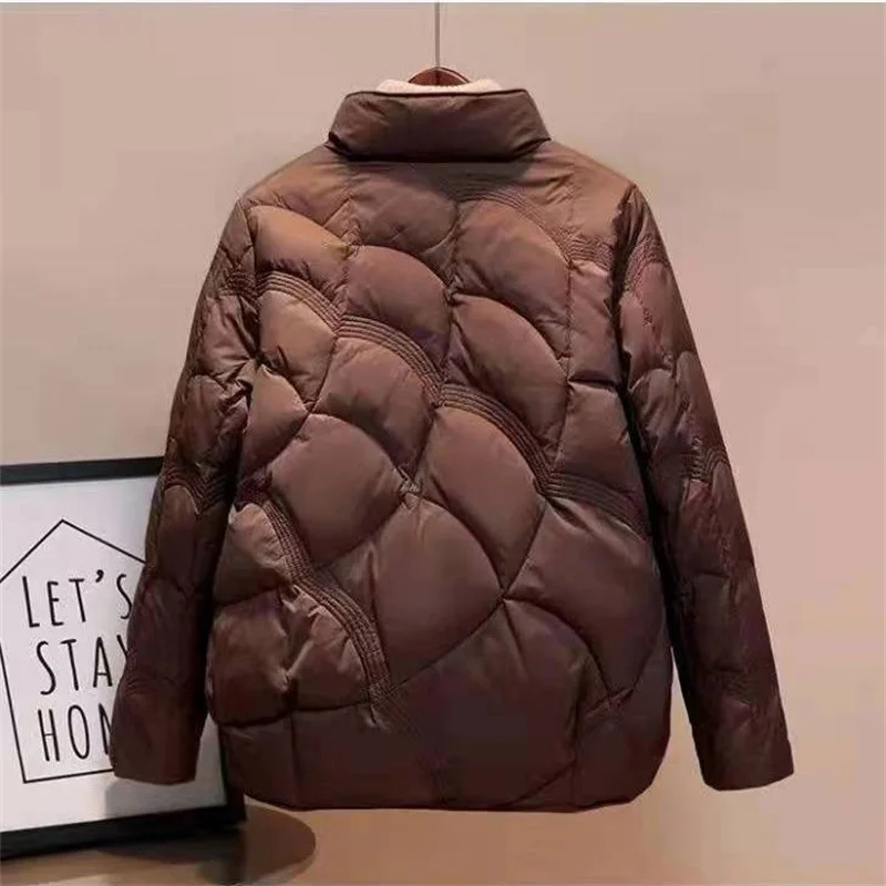 2024Autumn Winter New Fashion Temperament Women\'s Light Down Jacket Short Standing Collar Simple Fashion Casual Warm Tide Jacket