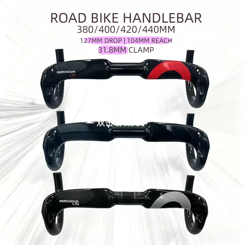 

Сверхлегкий полностью карбоновый дорожный руль 31,8 мм, зажим 127 мм, падение 104 мм, доступ 380 мм, 400 мм, 420 мм, 440 мм, ширина, глянцевая отделка