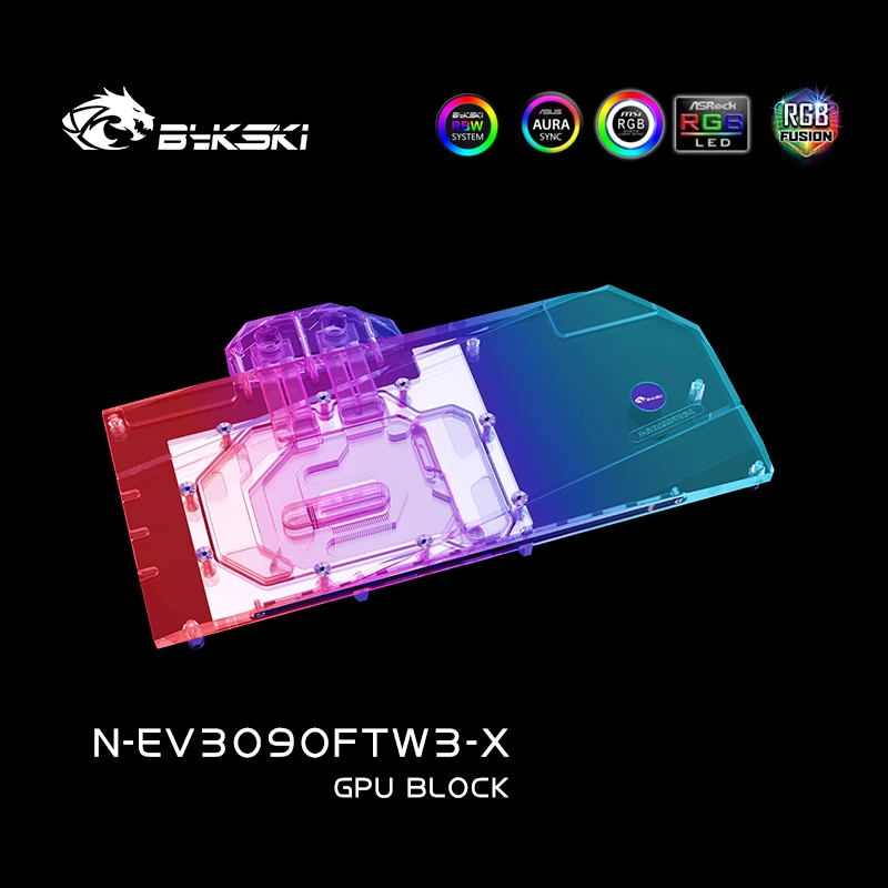 Bykski製EVGA RTX3090 3080Ti 3080 FTW3 ULTRA GAMING用カスタム水冷ブロック、フルカバークーラーGPU水冷装置