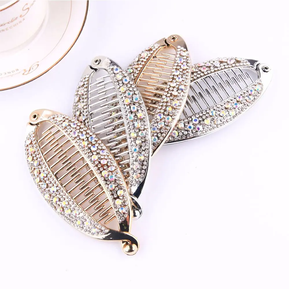 Fashion Luxurious Rhinestone Barrettes Fish Shape Banana Clips Hairpins Hair Claws Fish Clip Hair Clips