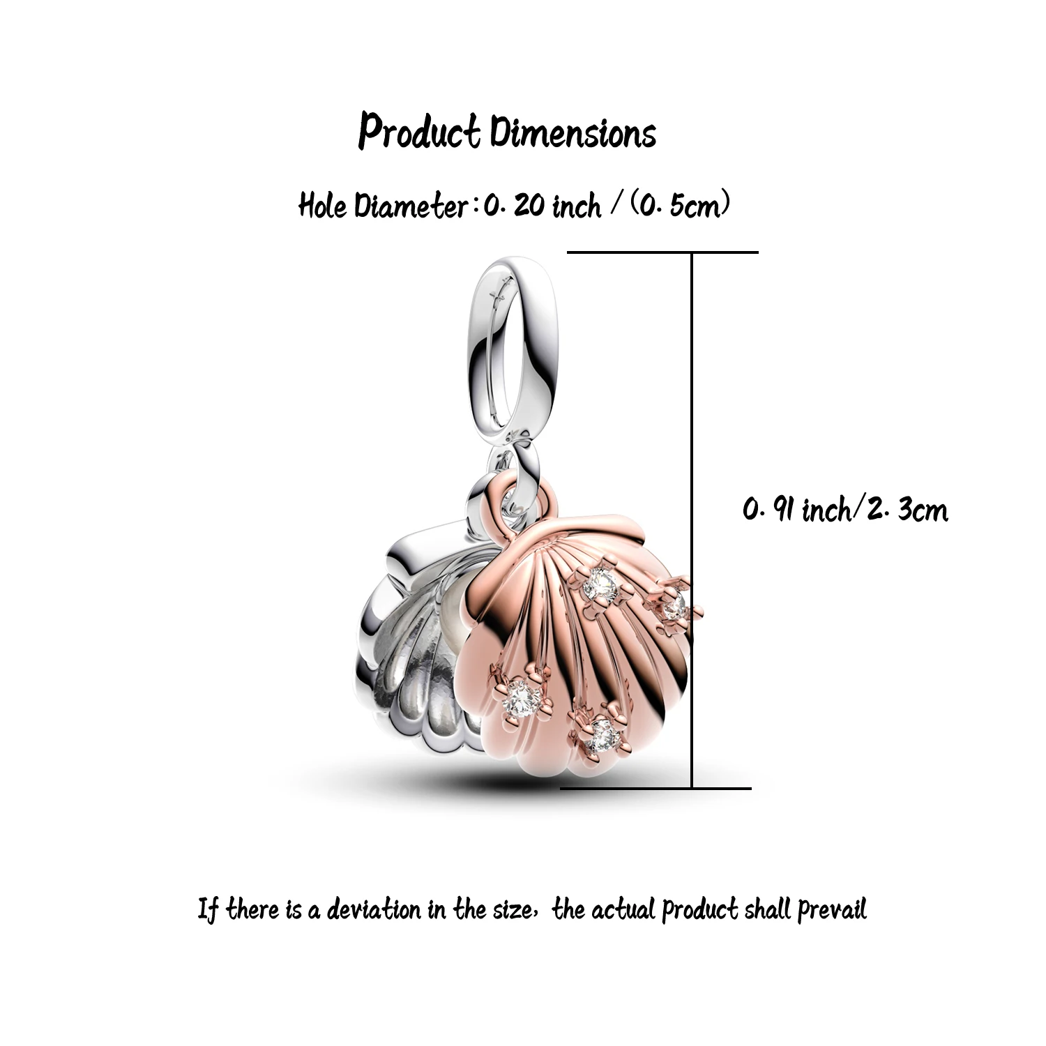 Manyilus 925 Sterling Silver Two-Tone Seashell Dangle Charm Fit Original Bracelet Dual Tone Shell CZ Pendant Ocean Jewelry Gift - view 5