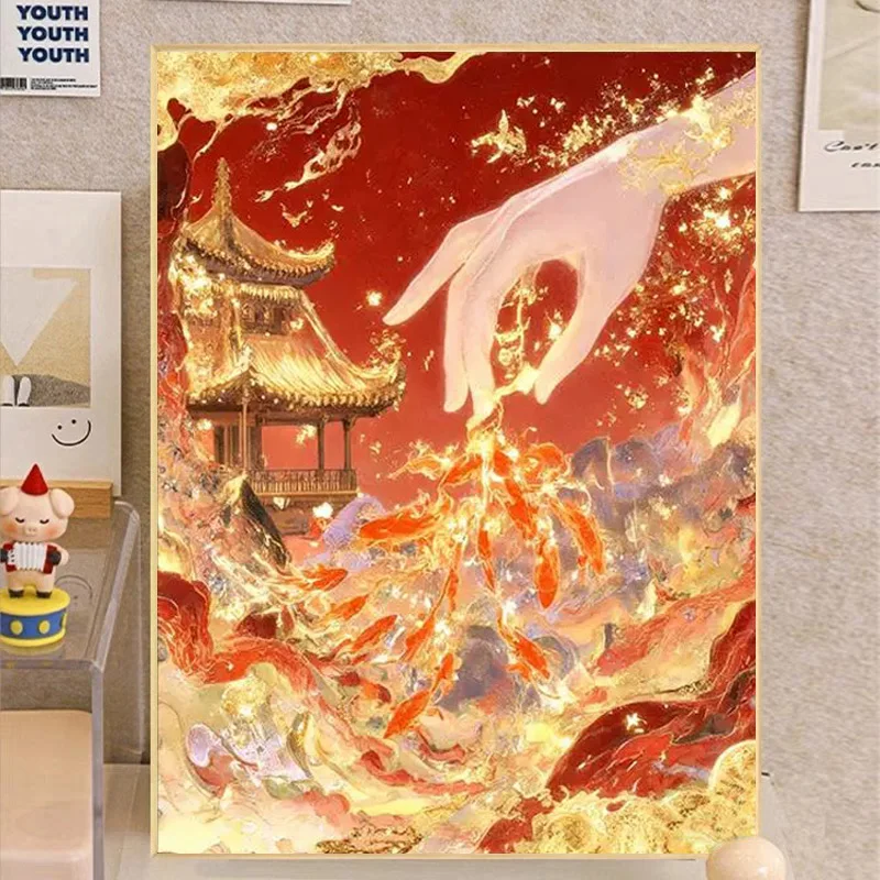 

New 5D Diamond Painting Handmade Sti on iny Diamond Bri Ancient Chinese Sle Lacape Picture for Living Room Decoration