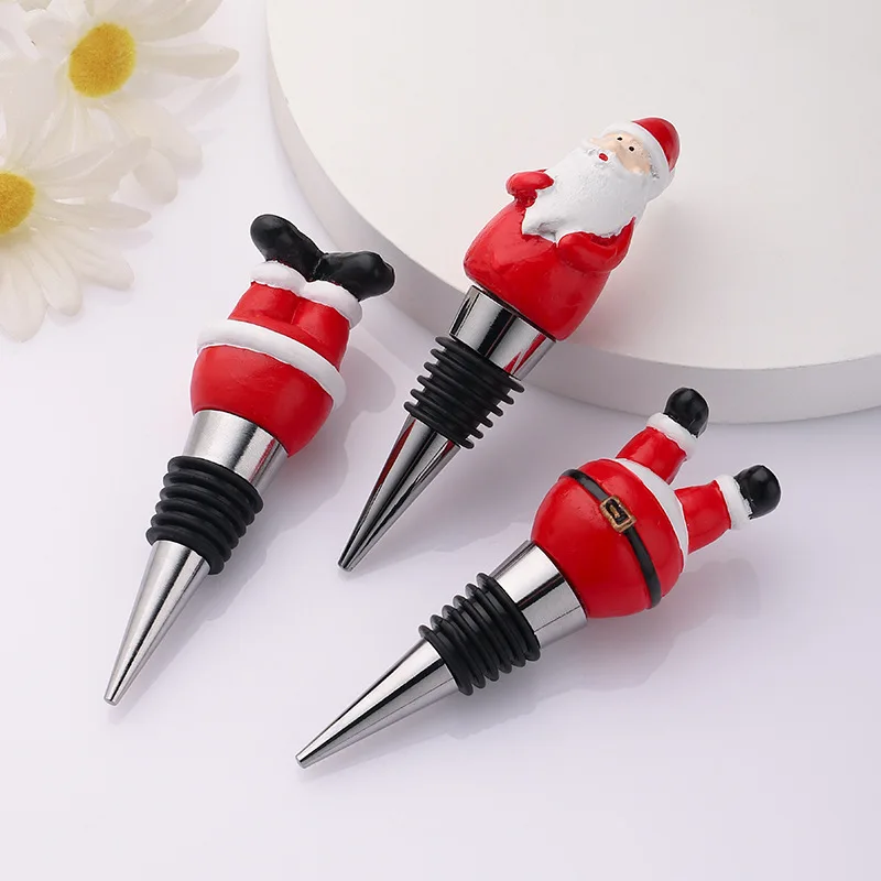 Cartoon Christmas Santa Claus Wine Bottle Stopper Party Gift Xmas Bar Decor Sealed Fresh-keeping Wine Champagne Stopper Dropship