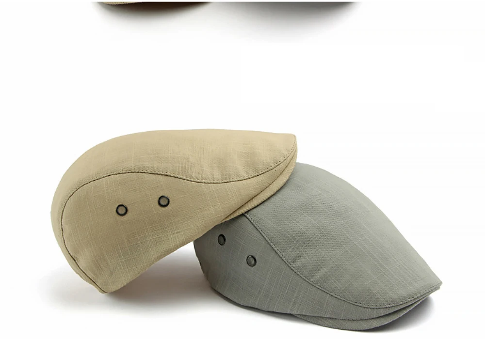 HT5116 Baskenmützen Frühling Sommer Kappen für Herren Damen Unisex Künstlerhut Atmungsaktive Leinen-Flachmütze Verstellbare Baskenmütze – Detail 3