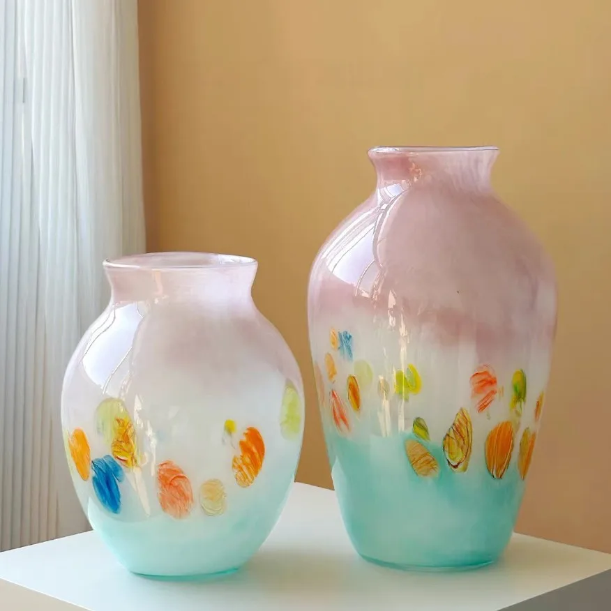 HP Medieval style gradient polka dot glass vase entrance living room vase