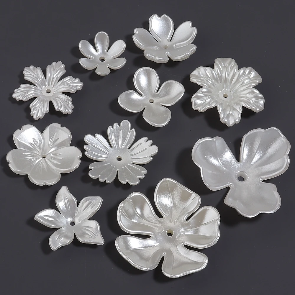 20-50 Stück/Lot ABS Imitationsperlen Blumenperlenkappen Lose Abstandsperlen für Schmuckherstellung DIY Handwerk Haarnadeln Ohrringe Zubehör – Detail 3