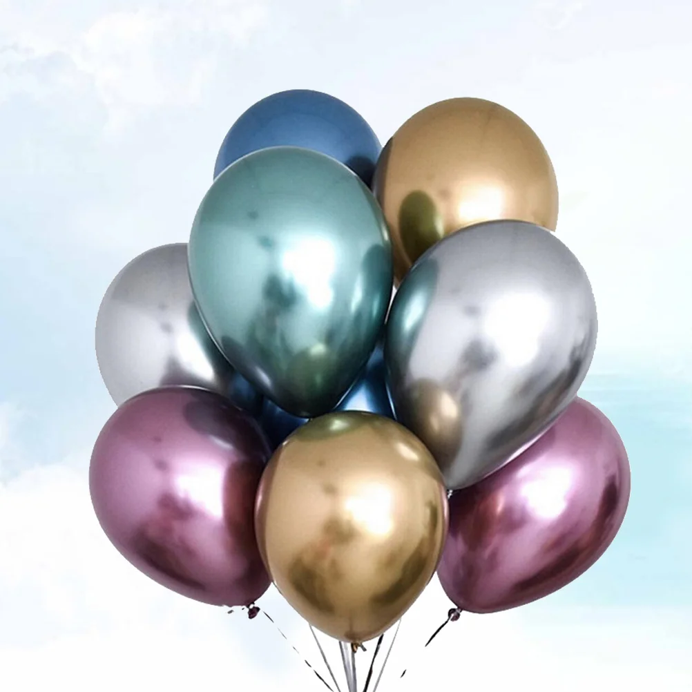 

50pcs 10 Inches Latex Metallic Color Thickened Party Decoration Supplies Wedding Festival Banquet Celebration Wall Door Ceiling