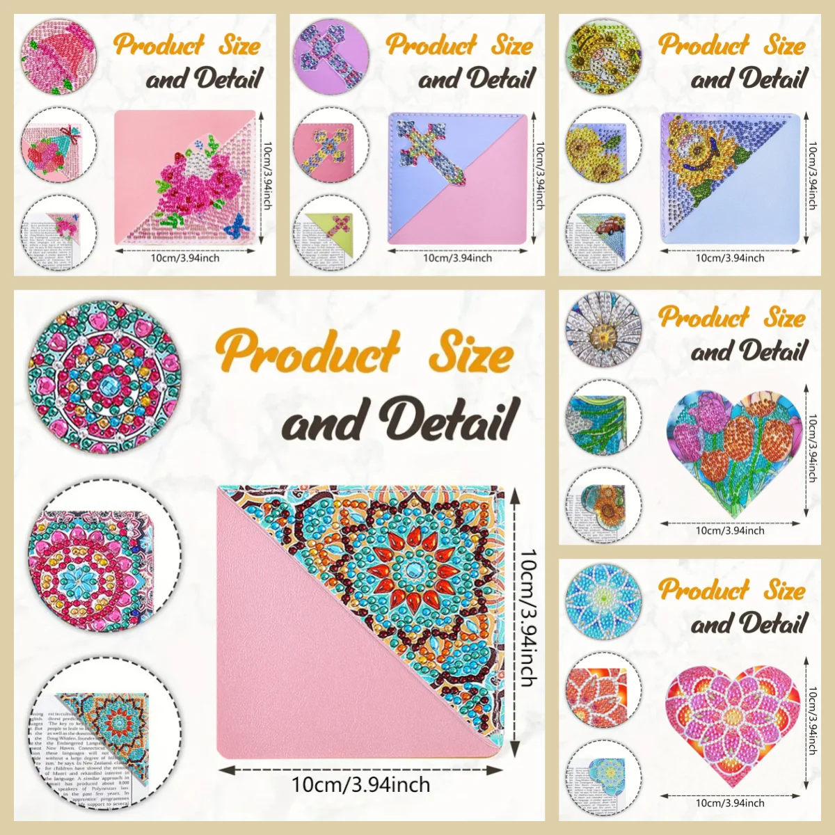 Four DIY Mandala Flower Pattern Diamond Art Corner Bookmarks, Suitable for Books and Notebooks, Are Deeply Loved by Readers