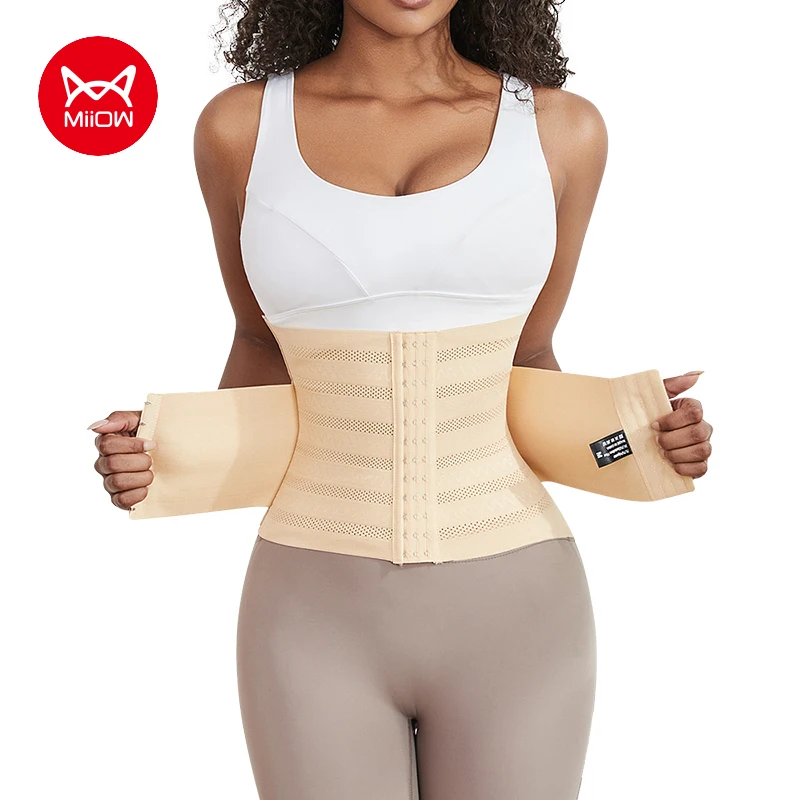 

MiiOW Double Layer Seamless Abdominal Belt Women's Shapewear Waist Trainer Corset Flat Belly Waist Trainer Tight Shapewear Women