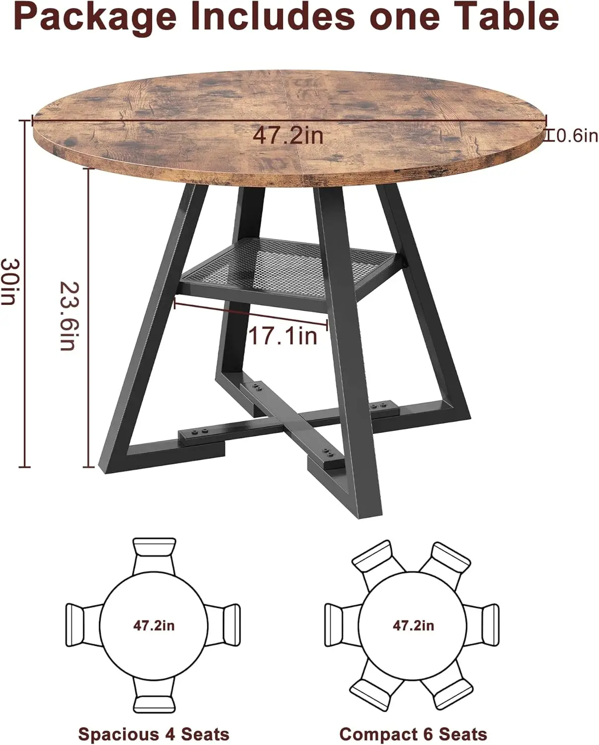 Dining Table for 4, Kitchen Table, Circle Table, Round Pedestal  Dining Room Table, Dinner Table,Spac