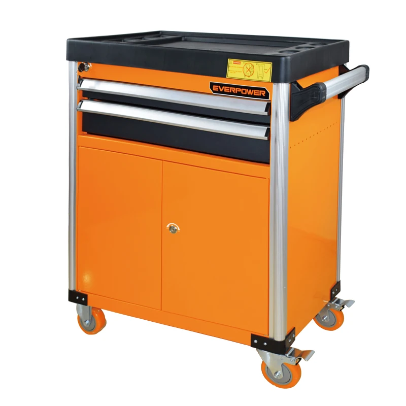 Two-Drawer Mobile Multi-Function Auto Repair Tool Cart with Wheels 775x450x950 Dimensions Garage Storage
