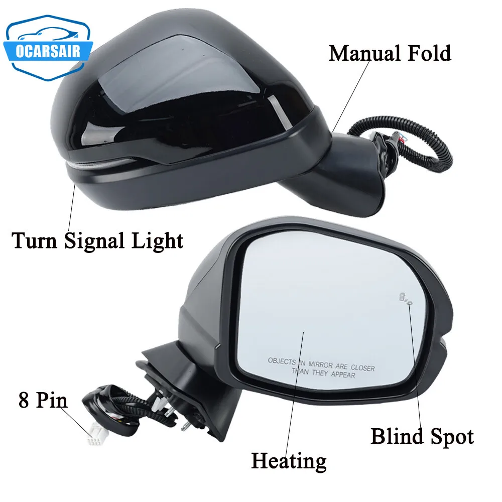 1pcs Black/White 8Pin Mirror For Honda HR-V 2023-2025 W/Blind Spot Heated 76203-3W01-A11 76251-3W0-A11