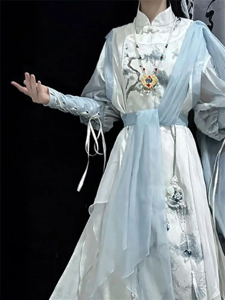 

Улучшенный традиционный китайский костюм Ханьфу для весенне-летнего сезона, для путешествий, молодежный, туристический, сезонная одежда, этническая традиционная одежда