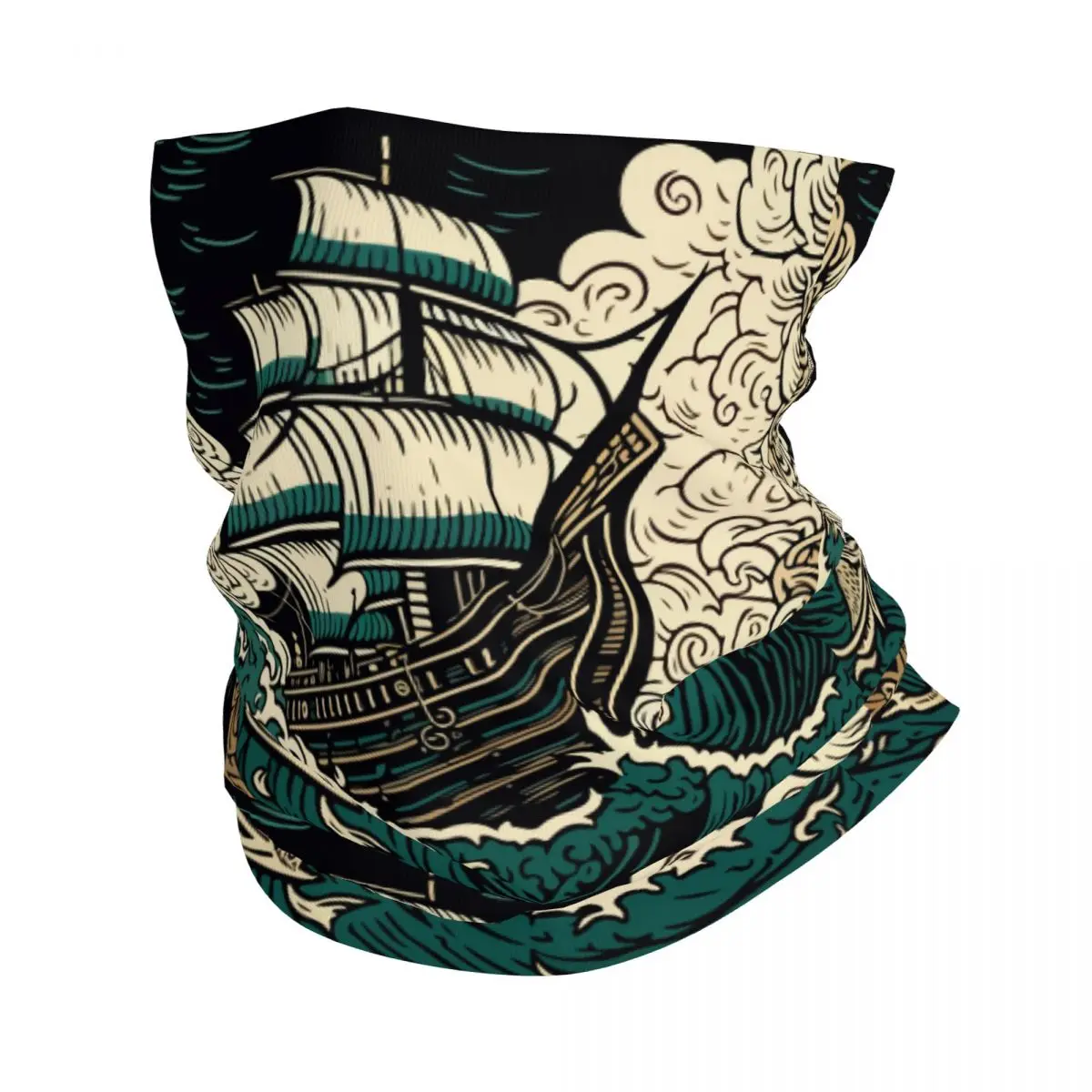 Ship Painting Watercolor Thin Wrap Scarf Bandana Neck Gaiter Face Cover Headband