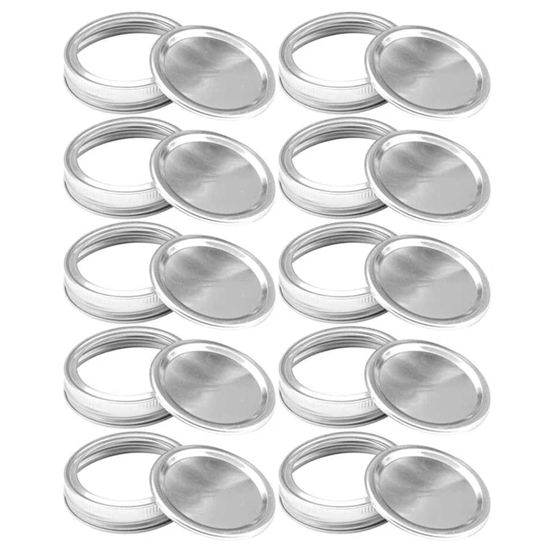 10 Pcs Canning Lids for Jar Wide Mouth, Split-Type Lids Leak Proof and Secure Can Jar Caps,Silver 86mm [kiri-XK]