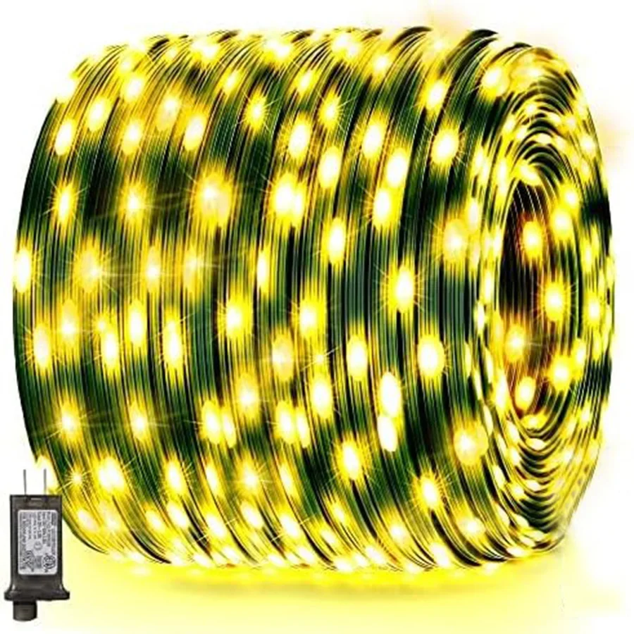 100/500/800 LED Plug in Rope Fairy Light Outdoor PVC Christmas Rope String Light Green Cable Christmas Tree Garland Light