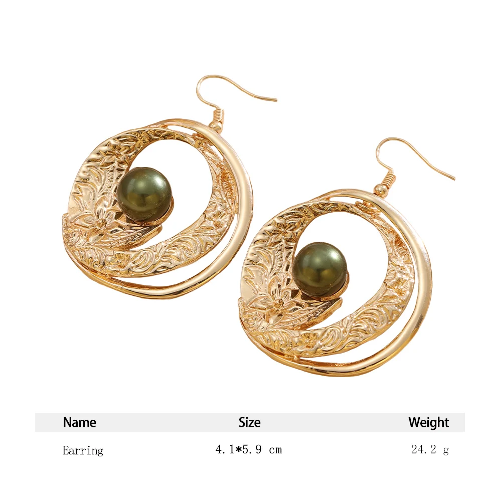 Cring Coco New Hawaiian Round Earrings Trendy Big Gold Plated Earring Statement Jewelry for Women Wedding Party Accessories 2024