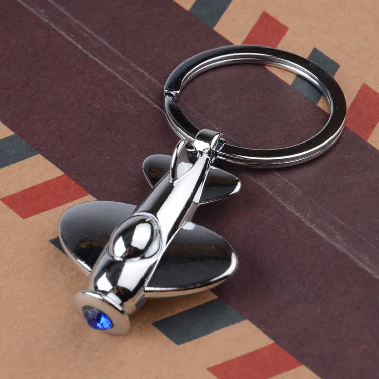 Good quality metal Keychains Mini fighter Pendant Bag Accessories Rhinestones aircraft Car Keychain New Key Chain K1732