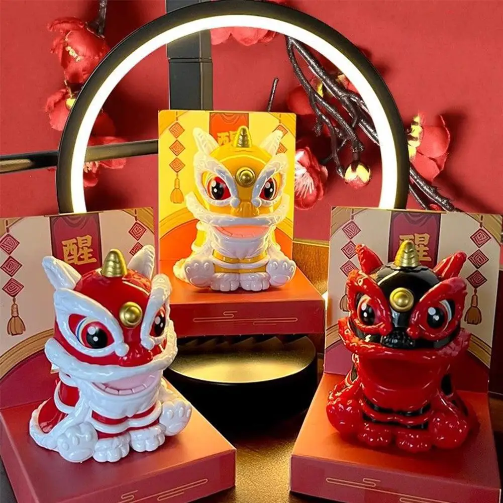 

Hot Solar Energy Car Interior Ornaments Lion Dance Animal Doll Figurine Sway Model Automotive Dashboard Decorate Holiday Gifts