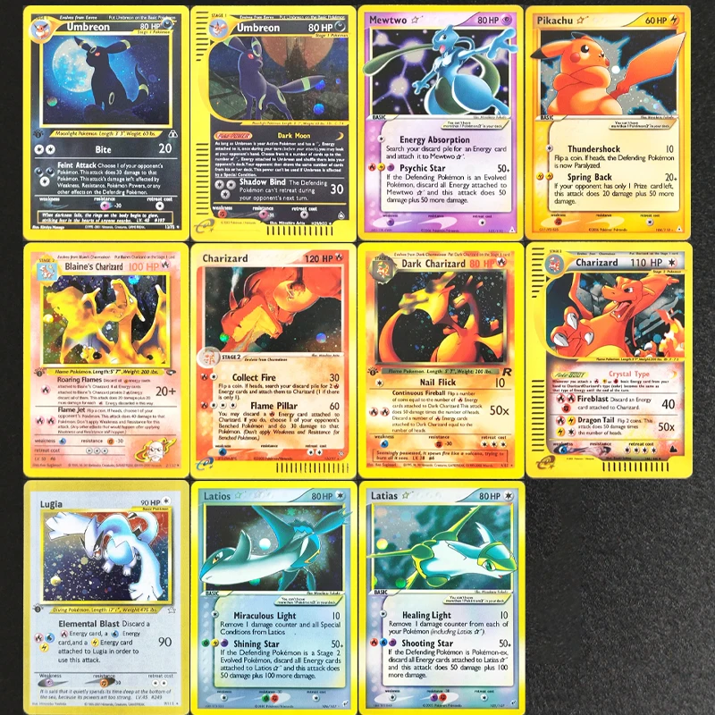

DIY Proxy PTCG BKM English Mewtwo Umbreon Dark Charizard Latias Latios Pikachu Lugia Blaine Charizard Hobby Collection Card Toy