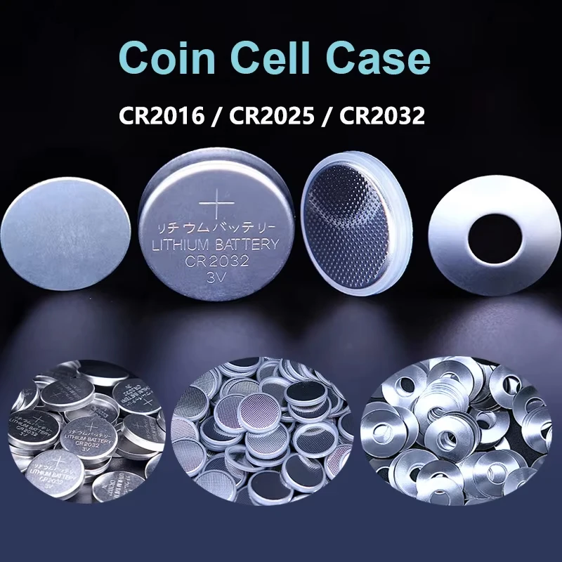 CR2032/CR2025/CR2016 Cell Battery Cathode & Anode Shell Coin Cell Case | 304 Stainless Steel With Conical Spring and Spacer
