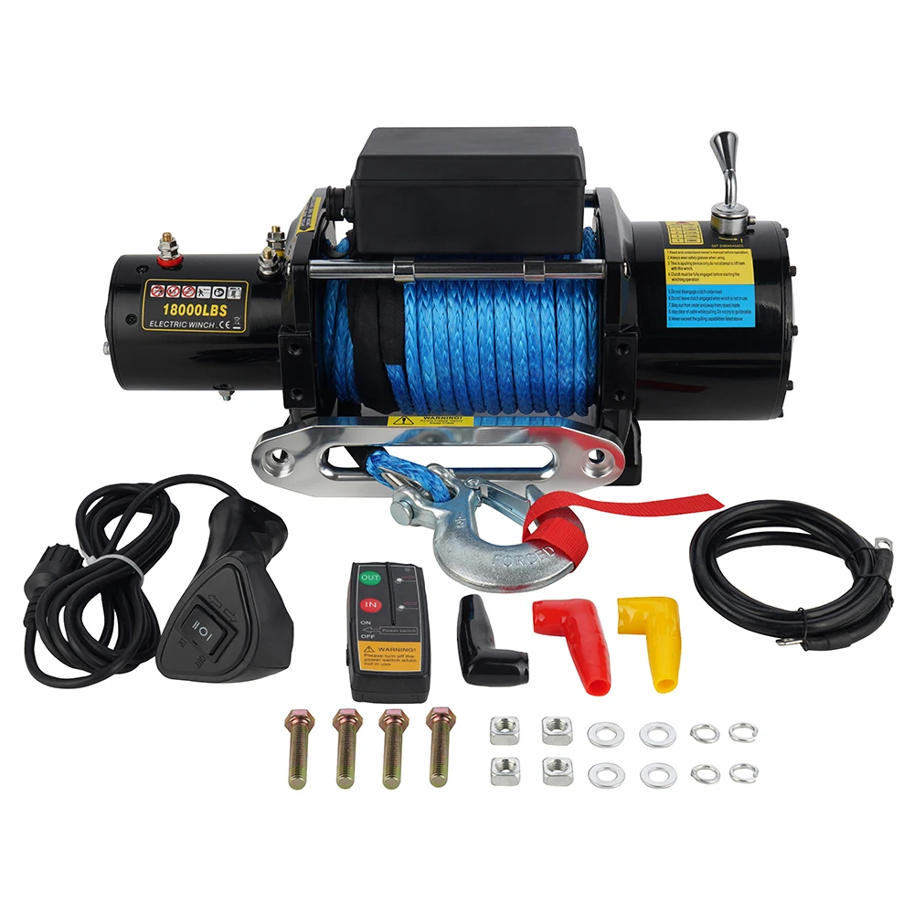 

18000lbs Electric Winch For Off-Road Tow Truck 12V/24V Synthetic Rope Winch For Auto For Auto Off-Road Usage