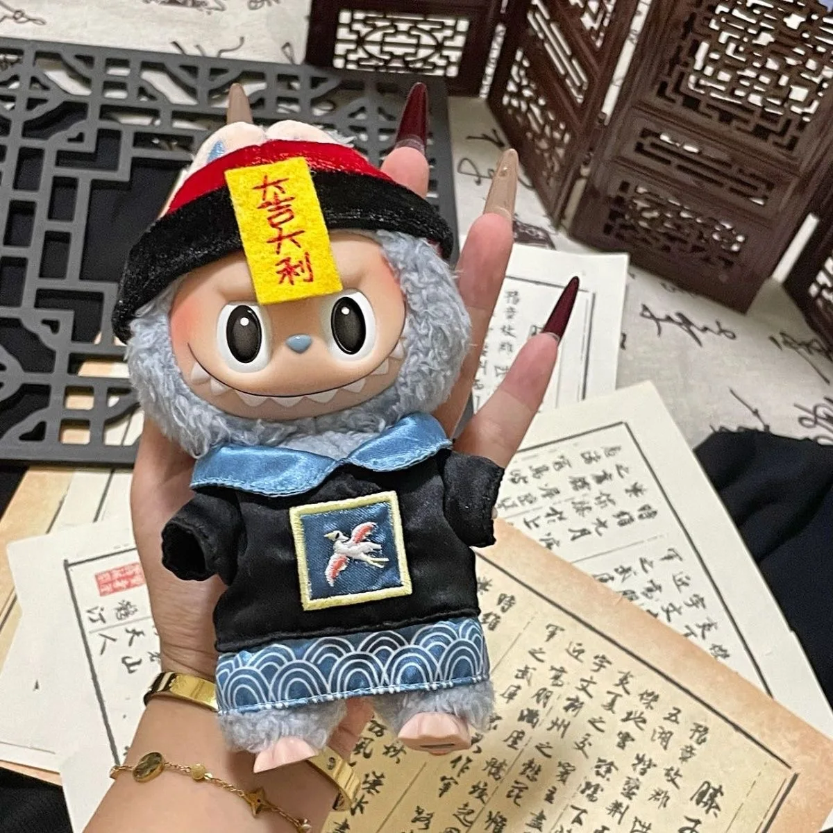 17 centimetri carino mini vestiti della bambola della peluche piccolo cappello da zombie vestito set vestire accessori per labubu idol bambole abbigliamento