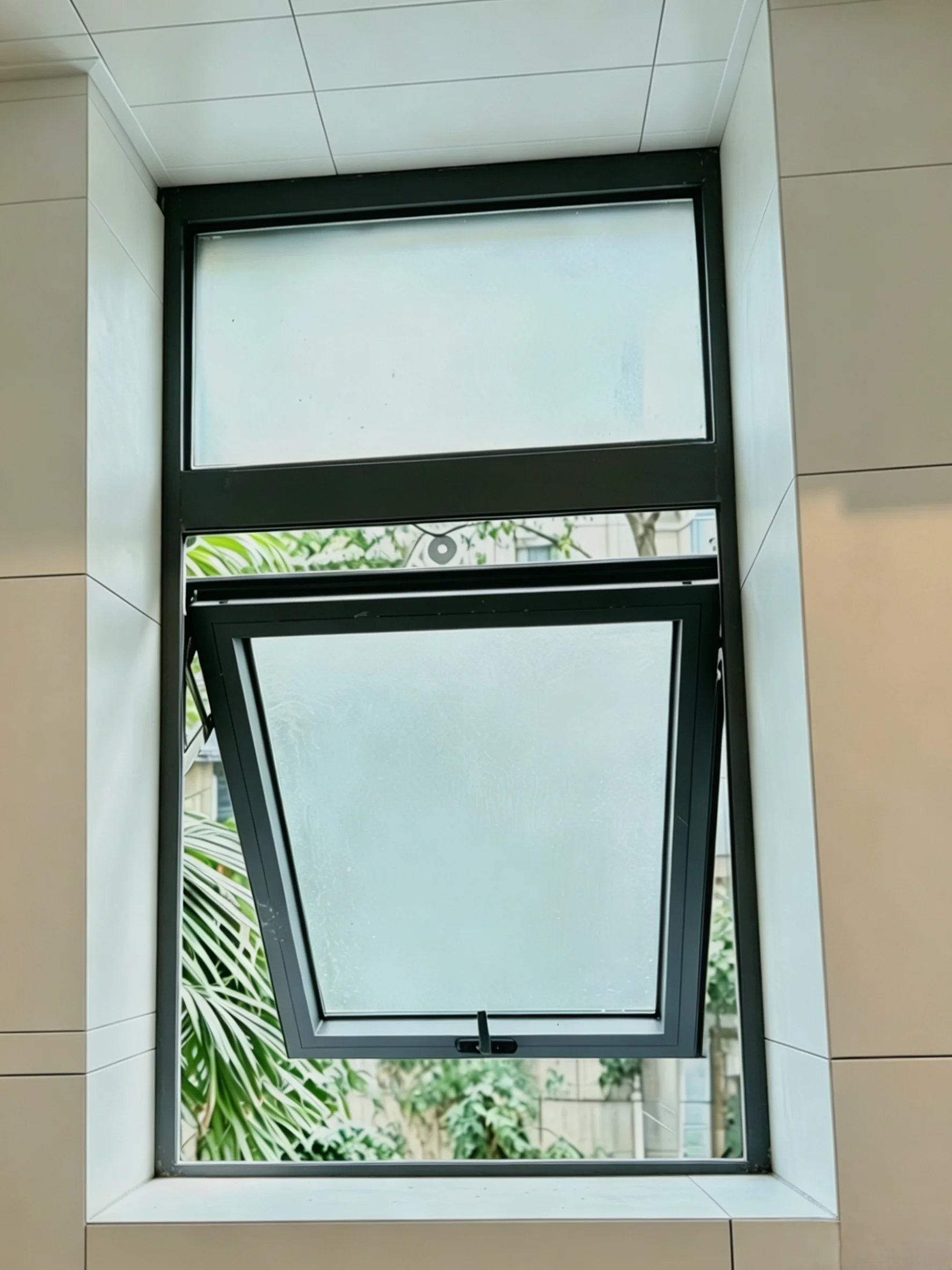 Aluminum alloy casement window custom bathroom balcony window outer window air conditioner maintenance port hanging up and down