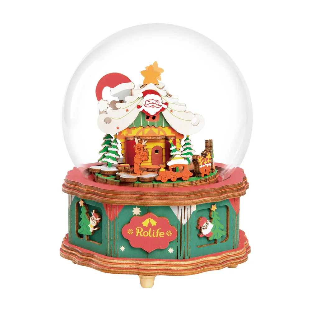 Robotime Rolife Christmas Town Music Box Crystal Ball Birthday Gift for Girls Children Christmas Gift Music Crafts