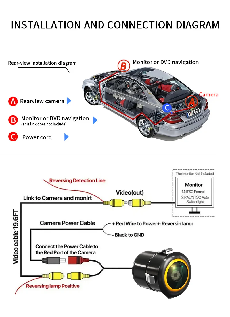 AHD 1080P Auto-Rückfahrkamera 170° ° Weitwinkel-Nachtsicht Wasserdichte 18,5mm Mini-Rückfahrkamera für Fahrzeug-Einparkhilfe – Detail 13