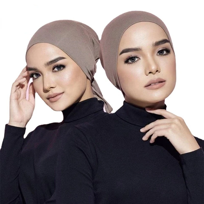 KepaHoo Inner Hijab Cap Muslim Turban Islam Adjustable Undercap Bonnet Soft Jersey Stretch HIjabs Tube Cap Turbante Mujer Hat