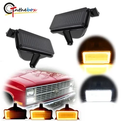 Gtinthebox 2PCS Amber Dynamic LED Front Bumper Turn Signal Lights w/ White DRL / Driving Lights For Chevrolet GMC Pickup Truck
