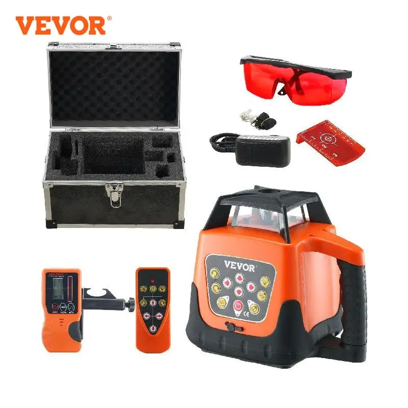 VEVOR Laser Level 360 Degree Self Leveling Red Cross Line Laser 5 Rotation Speeds & 4 Scanning Angles Adjustment IP66 Waterproof